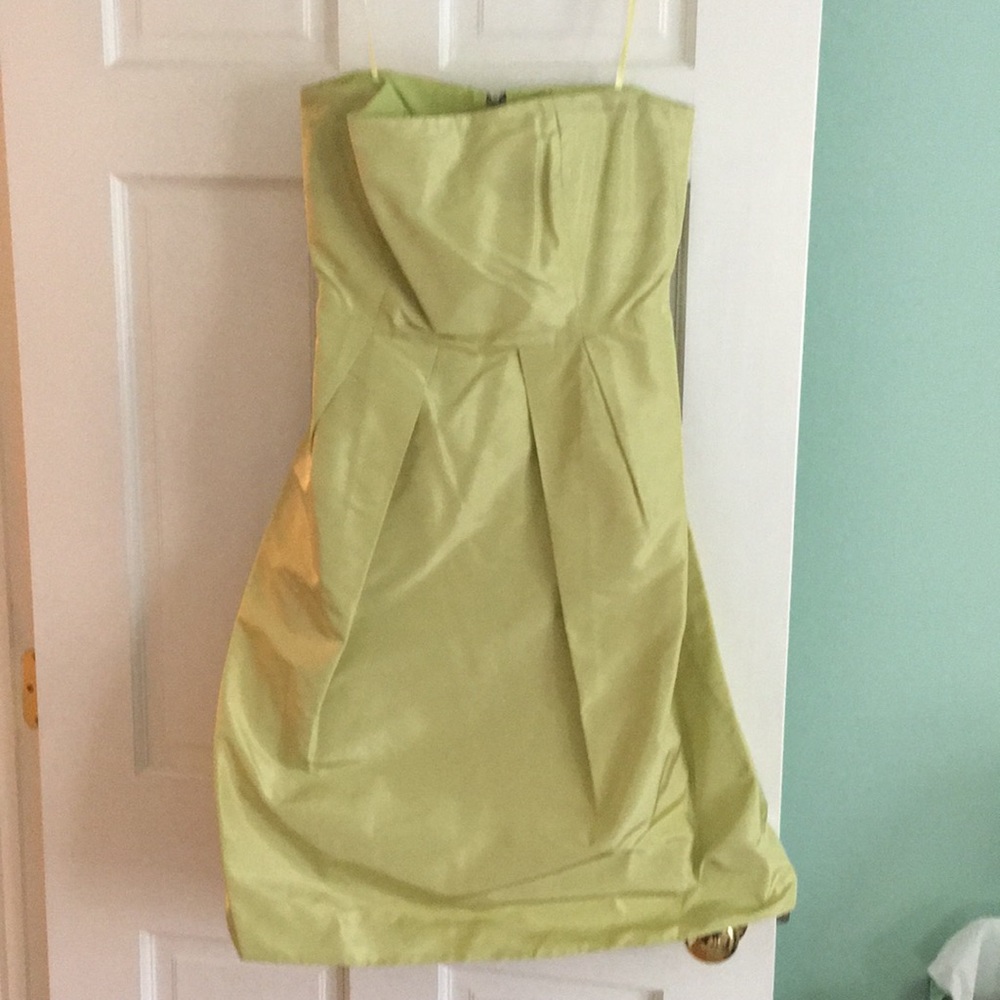 Jcrew strapless light lime green silk dress